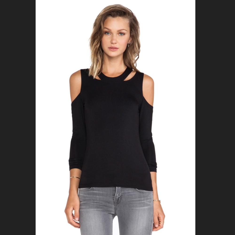 NWT! Lovers + Friends Long Sleeve Cutout Black Top